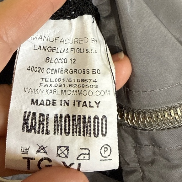Karl Mommoo Italy Nylon Moto Jacket Gray Lightweight Biker Unisex Size  XL - Picture 15 of 16